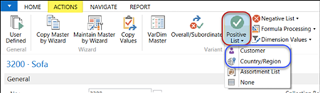 Positive list with customer and country 