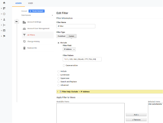 Multiple IP addresses with regex / regular expression in Google Analytics filter