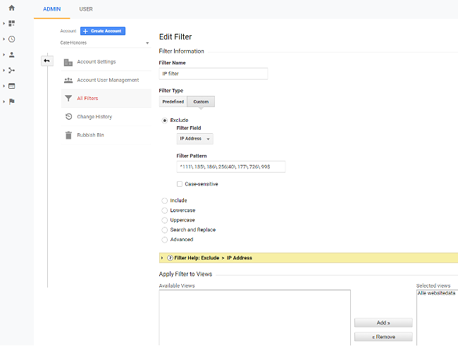Multiple IP addresses with regex / regular expression in Google Analytics filter