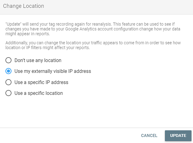 Set an IP or your location and update