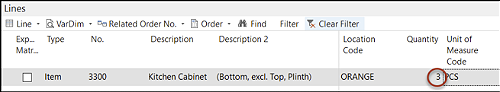 Ordering three cabinets