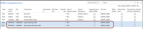 Operations in the BOM - bill of materials